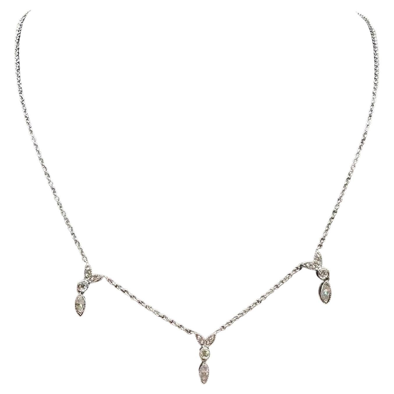 Diamond Layering Necklace in 14kt White Gold - 0.50ctw GH SI Diamonds, 16.5"