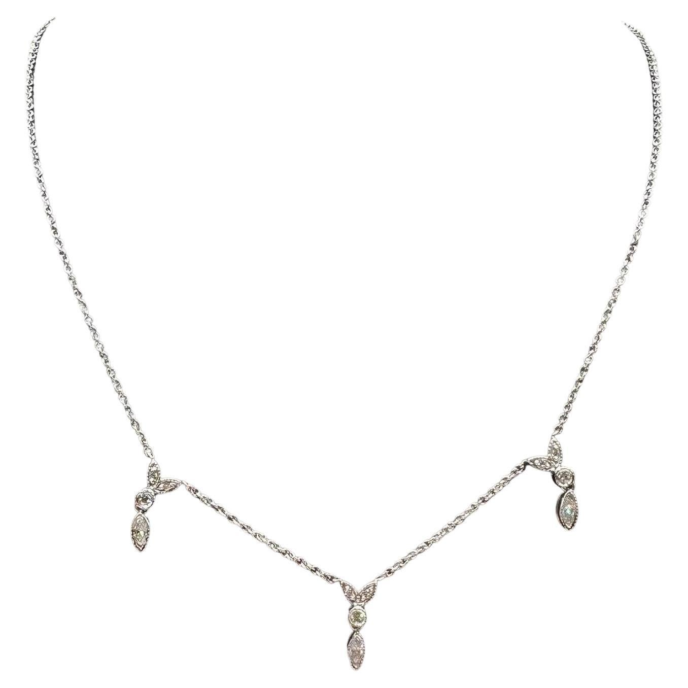Collier superposé de diamants en or blanc 14 carats - 0,50 ctw GH SI Diamants, 16,5" en vente