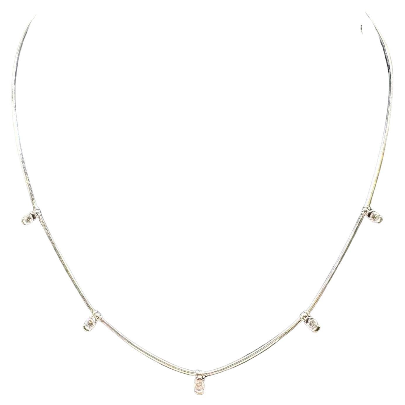 Diamond Layering Necklace in 18kt White Gold - 0.42ctw GH VS/SI, 16", 5.2g
