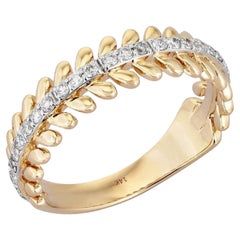 0.30ct Diamond Leaf Motif 14K Yellow Gold Ring