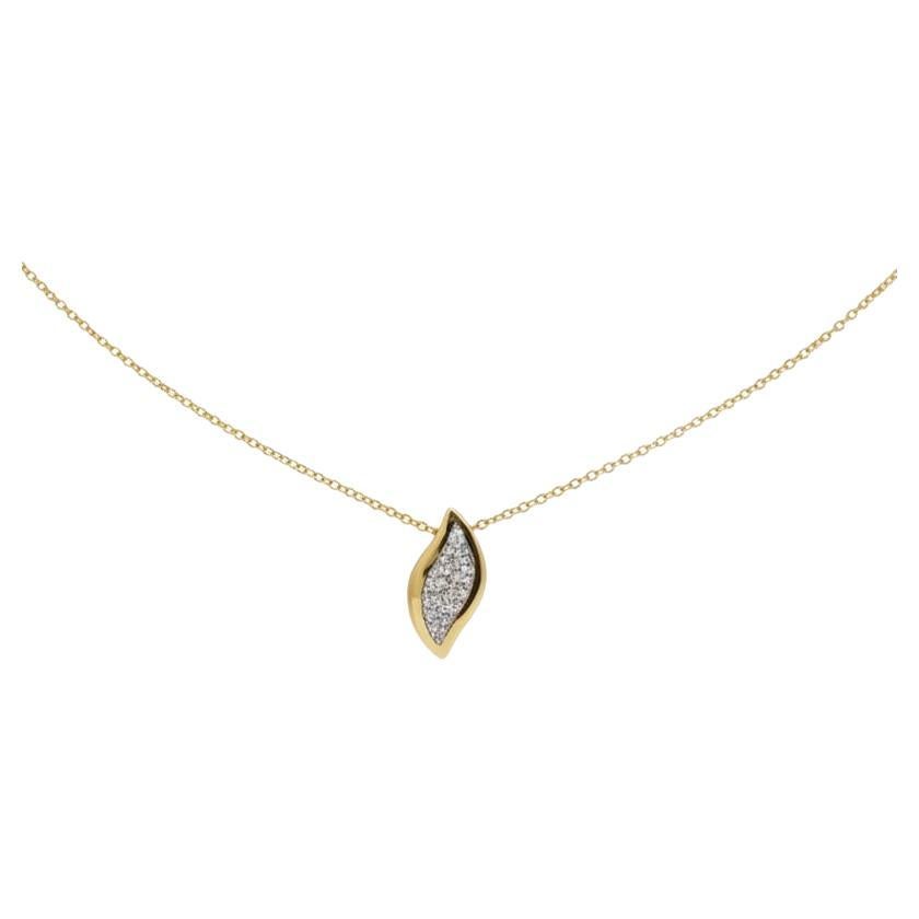 Collana con ciondolo Diamond Leaf in oro giallo 14K (o 18K su richiesta) in vendita