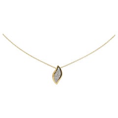 Collier pendentif en or jaune 14K (ou 18K sur demande) Diamond Leaf