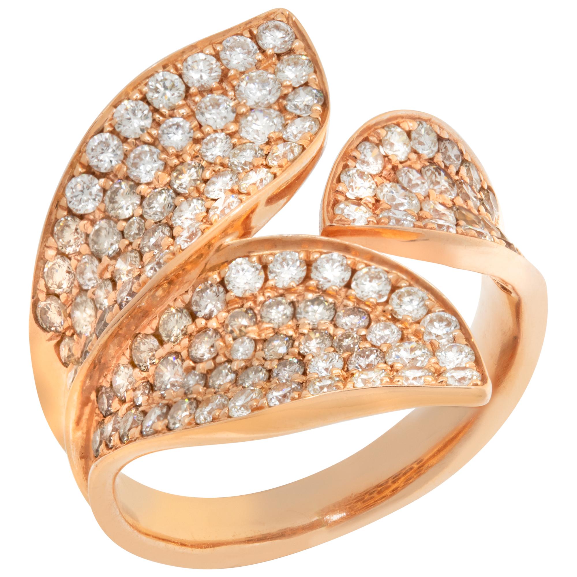 Diamond leaf 18k rose gold ring  In Excellent Condition For Sale In Surfside, FL