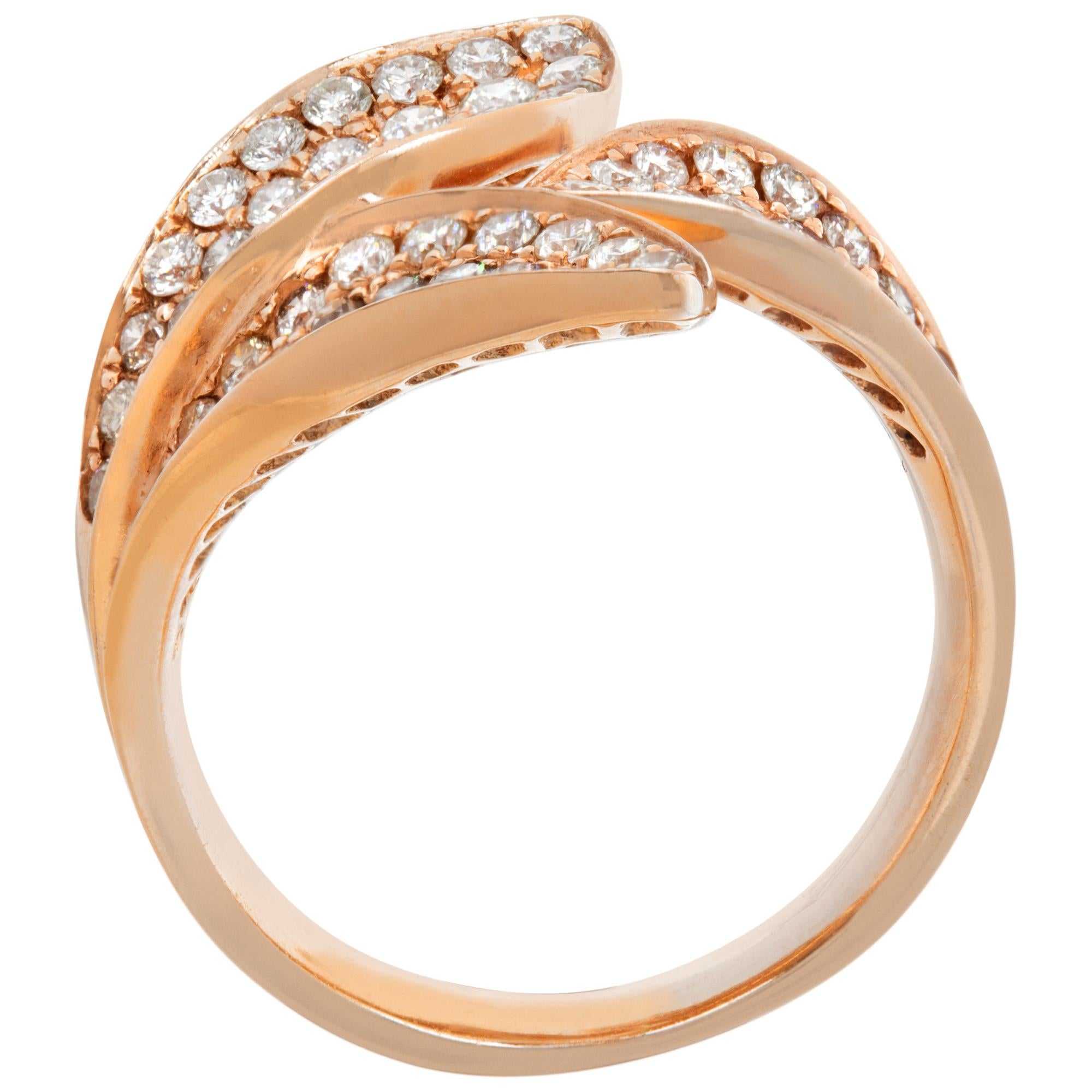 Women's Diamond leaf 18k rose gold ring For Sale
