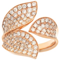 Diamond leaf 18k rose gold ring 