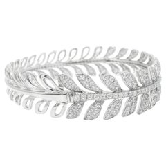 Diamond Leaf Bangle Bracelet