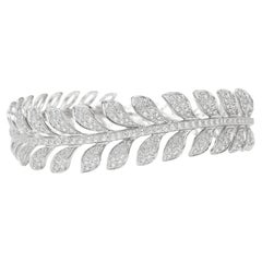 Diamond Leaf Bangle Bracelet