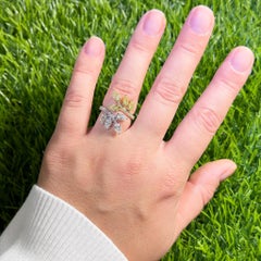 Diamond Leaf Bypass Ring Fancy Yellow and White Diamonds 2.64 Carats 18K Gold