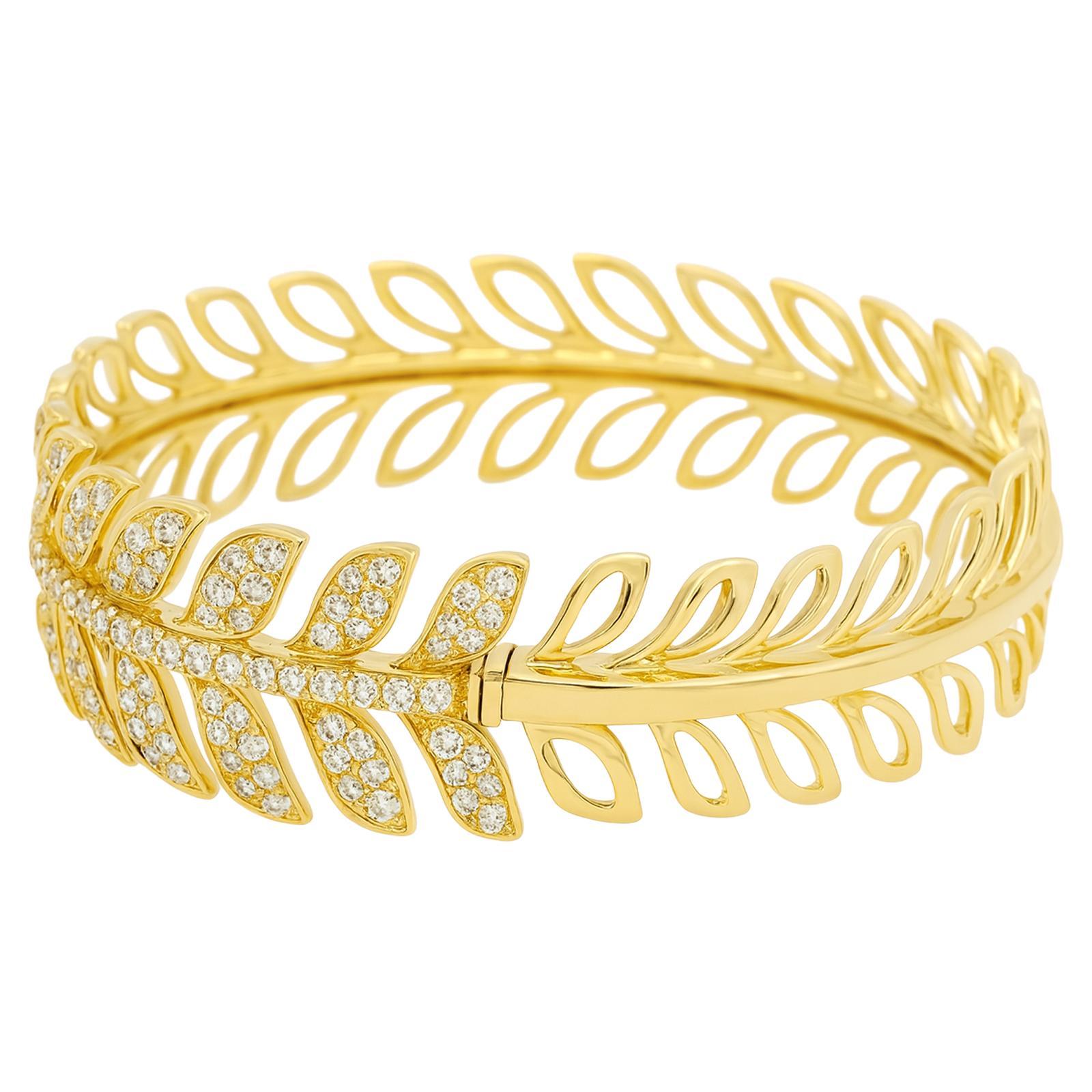 Diamond Leaf Cuff Bracelet - image 3