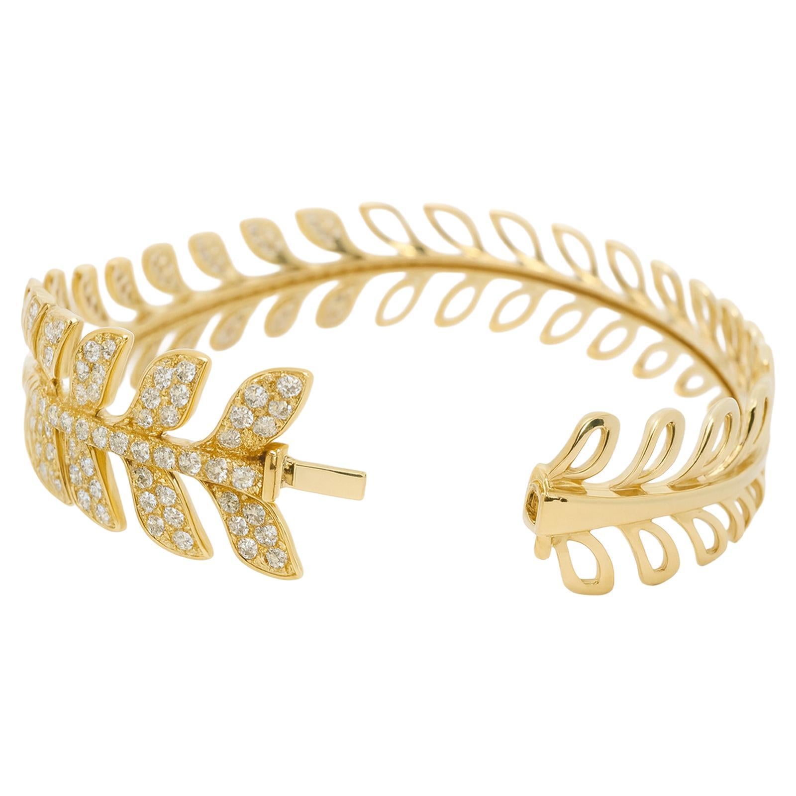 Diamond Leaf Cuff Bracelet - image 4