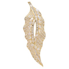 Diamond Leaf Design Brooch