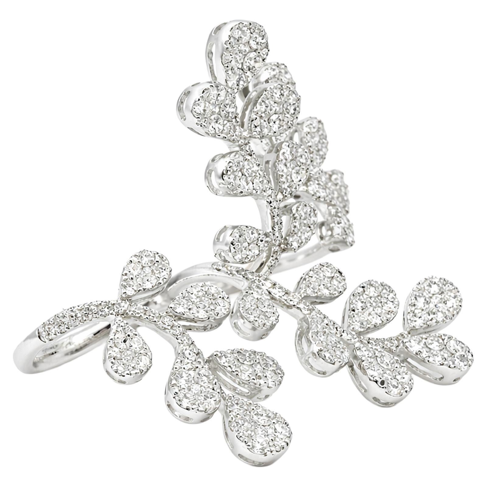 Diamond Leaf Double Finger Ring - image 2