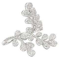 Diamond Leaf Double Finger Ring