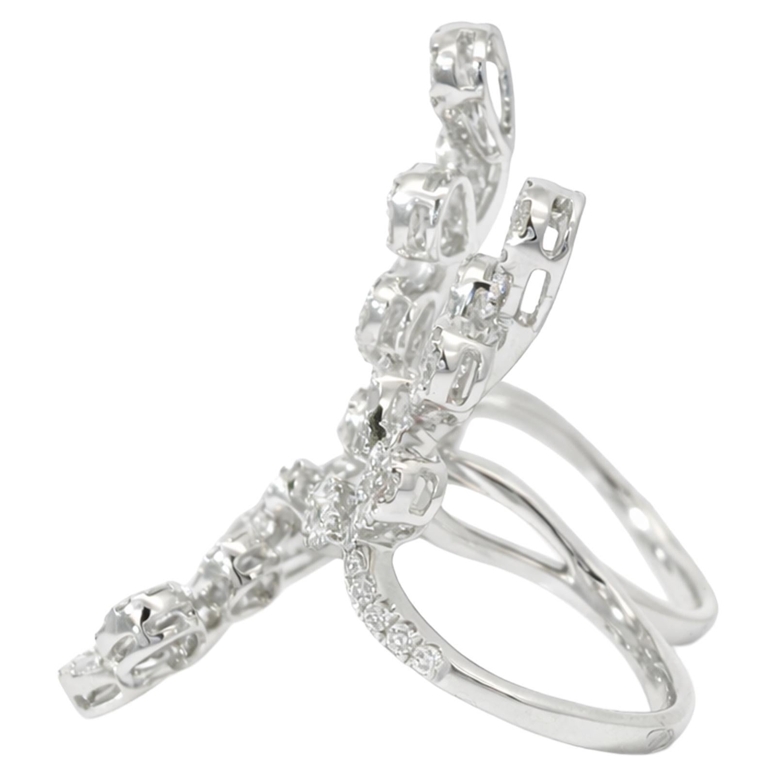 Diamond Leaf Double Finger Ring - image 4