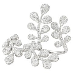 Diamond Leaf Double Finger Ring