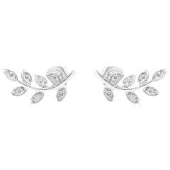 Diamond Leaf Ear Climber 14K White, Yellow, and Rose Gold