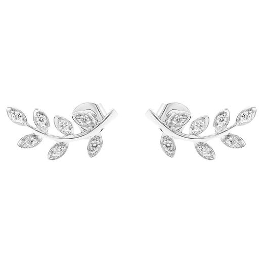 Diamond Leaf Ear Climber 14K White, Yellow, and Rose Gold For Sale at  1stDibs