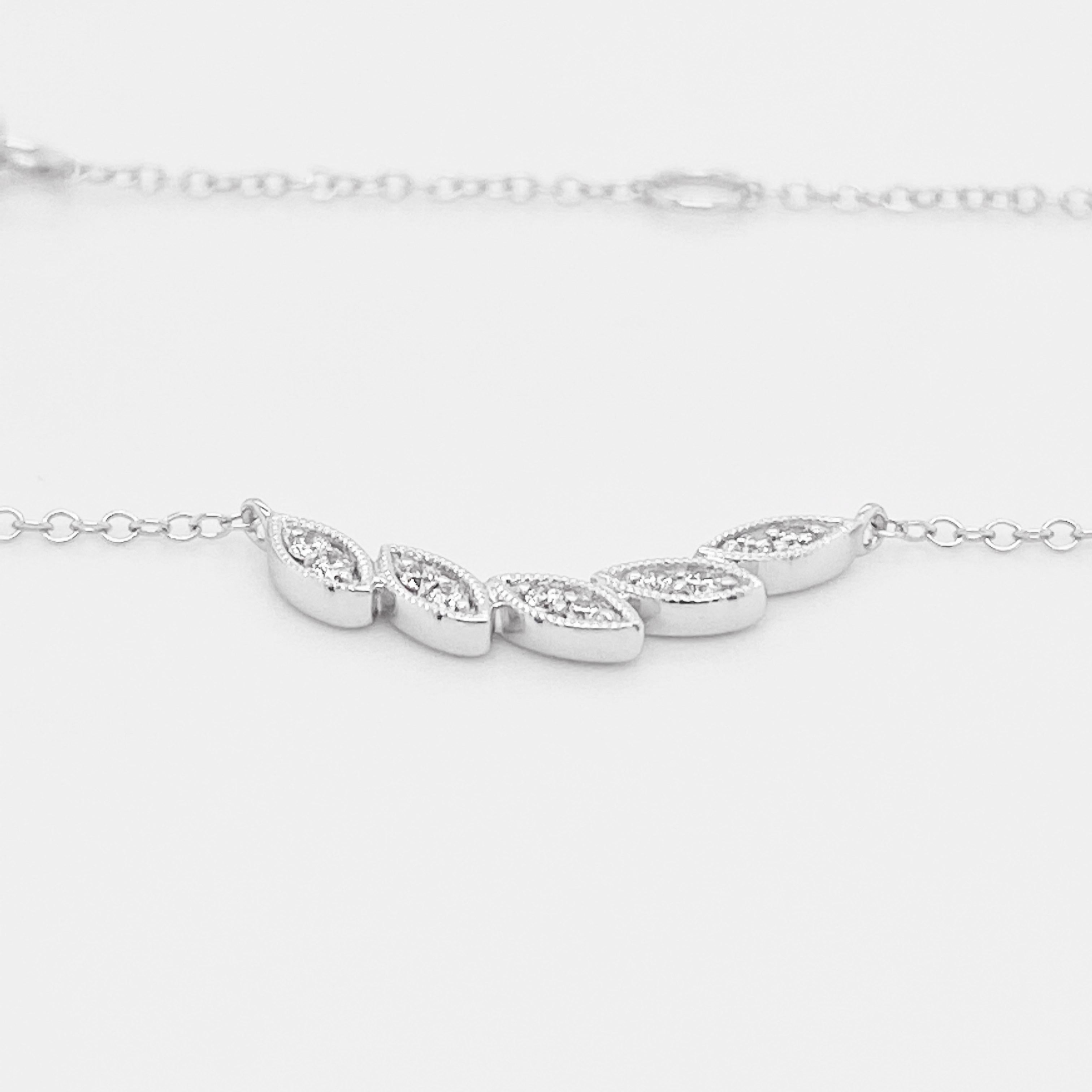 diamond curved bar necklace
