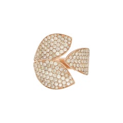 Diamond Set Leaf Ring in 18ct Rose Gold