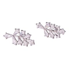 Diamond leaf-shaped earrings