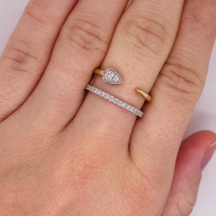 Diamond Leaf Two-Tone Double Stack Ring Negative Space 14K Gold Snake LR52577