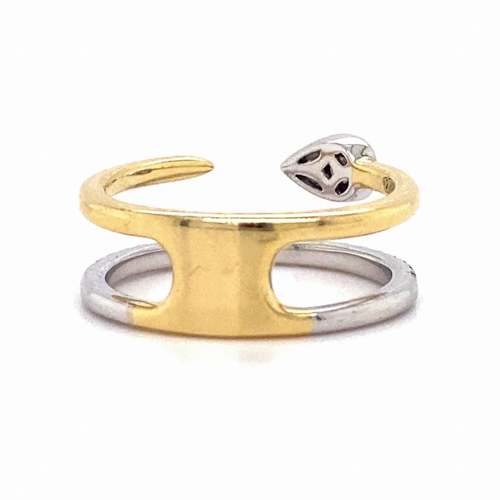 For Sale:  Diamond Leaf Two-Tone Double Stack Ring Negative Space 14K Gold Snake LR52577 6