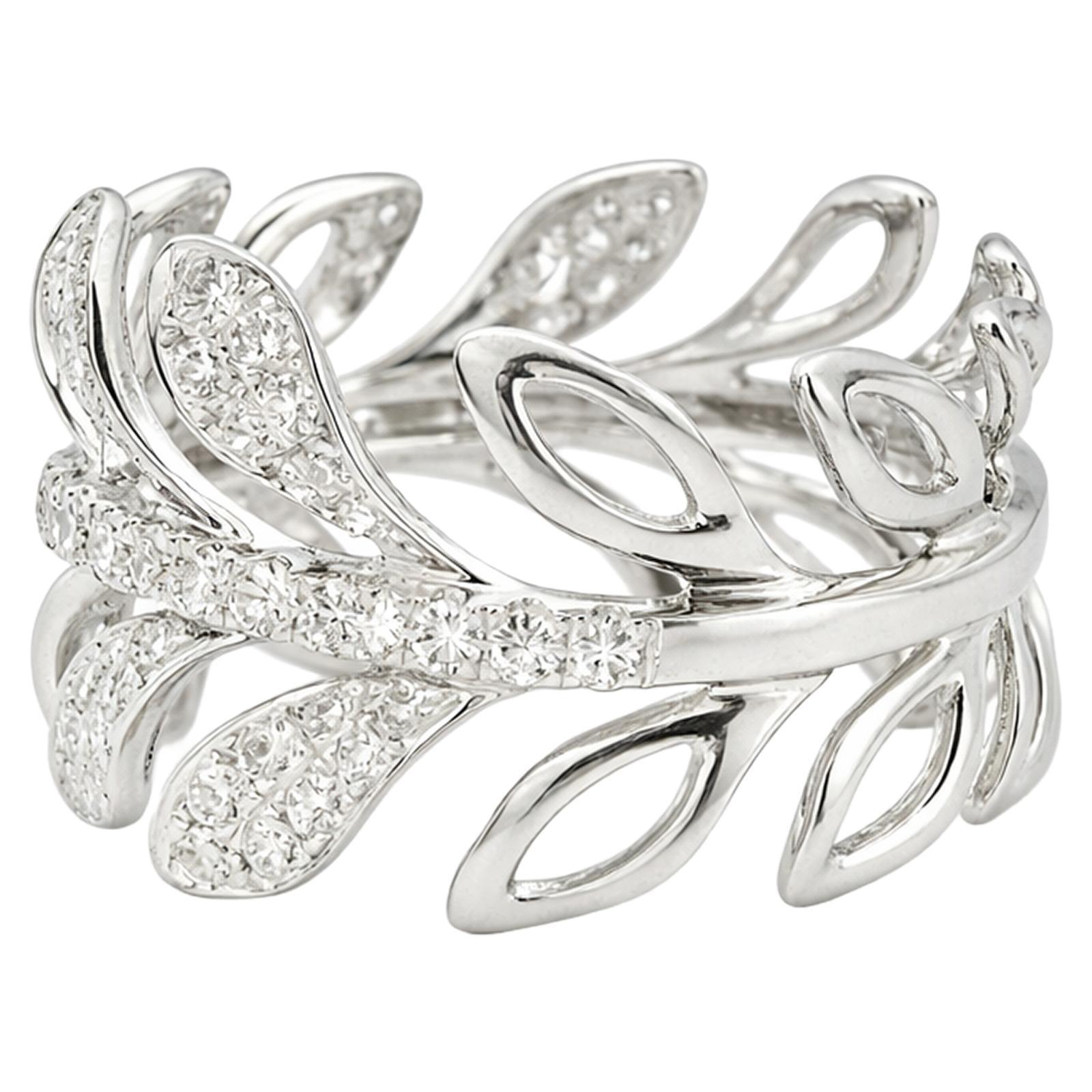 Diamond Leaf Wrap Ring - image 2