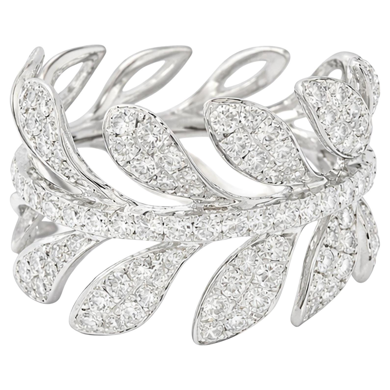 Diamond Leaf Wrap Ring en vente