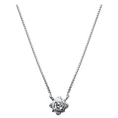 Diamond Floral Designed Pendant set in 18Kt White Gold Chained Necklace 