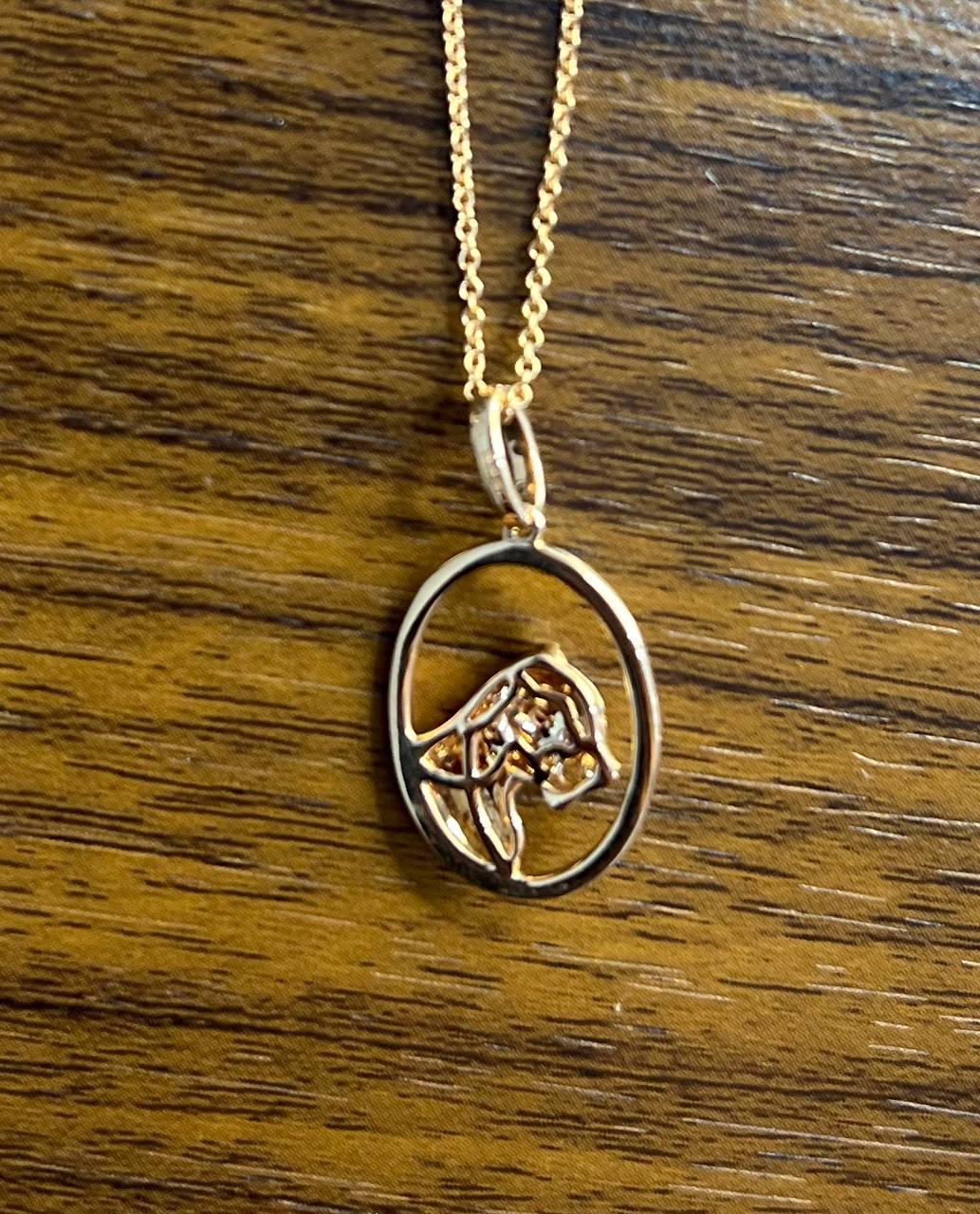 Collier médaillon en or rose 14 carats avec diamants, halo de panthère léopard jaune Neuf - En vente à Oakton, VA