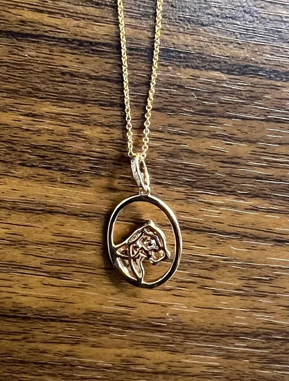 Collier médaillon en or rose 14 carats avec diamants, halo de panthère léopard jaune Pour femmes en vente