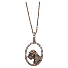 Halskette mit Medaillon-Anhänger, Diamant Leopard Jaguar Panther Halo 14K Roségold