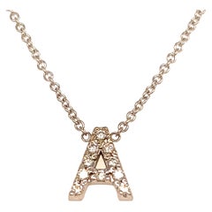 Diamond Letter "A" Pendant Necklace 18" 14k Gold 0.12 TCW Certified