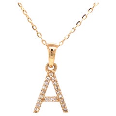 Diamond Letter 'A' Pendant Necklace in 14K Yellow Gold