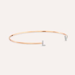 Bracelet lettre en or avec diamants, commande faite avec votre initiale, diamants de couleur E