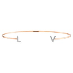 Bracelet lettre en or avec diamants, commande faite avec votre initiale, diamants de couleur E