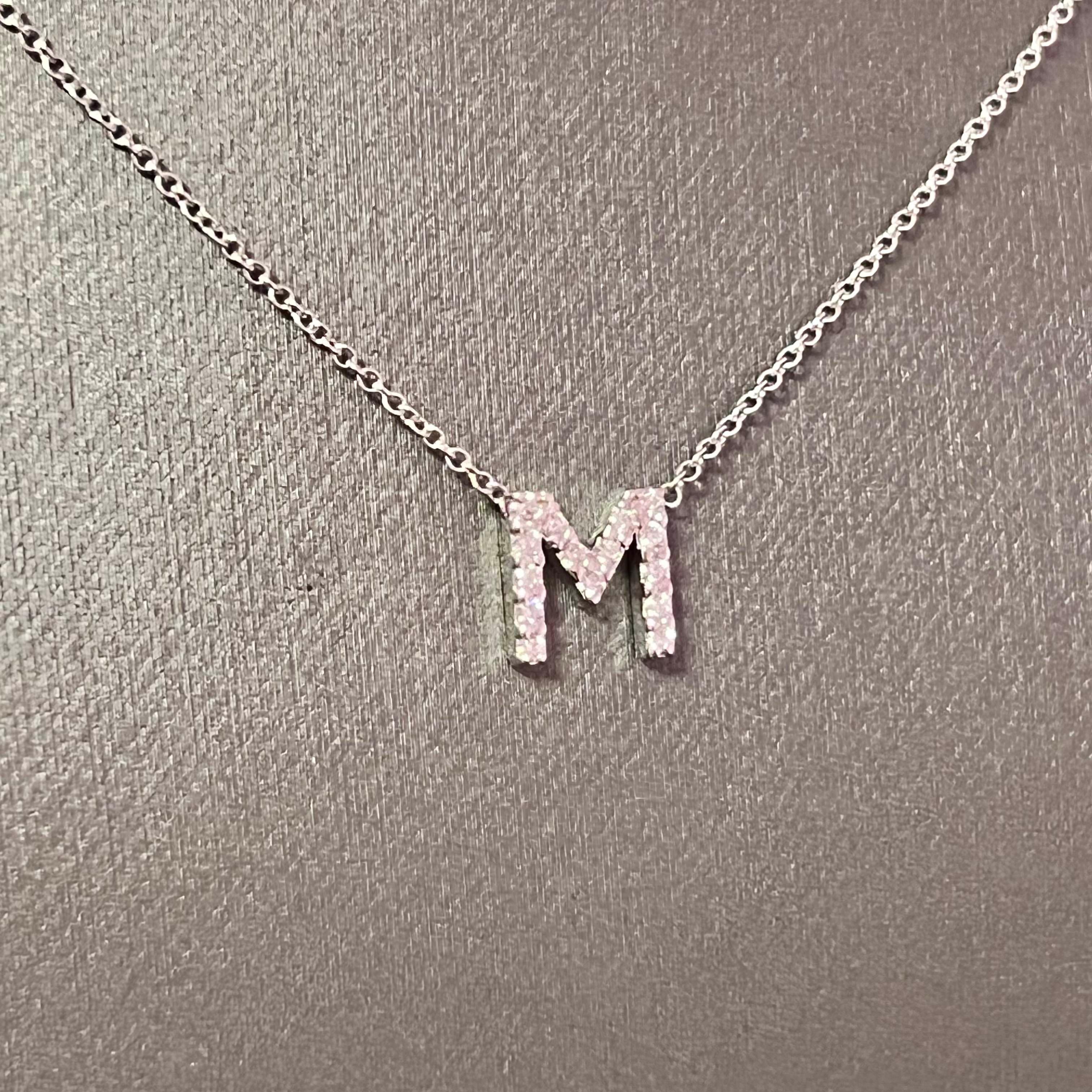 letter m diamond necklace