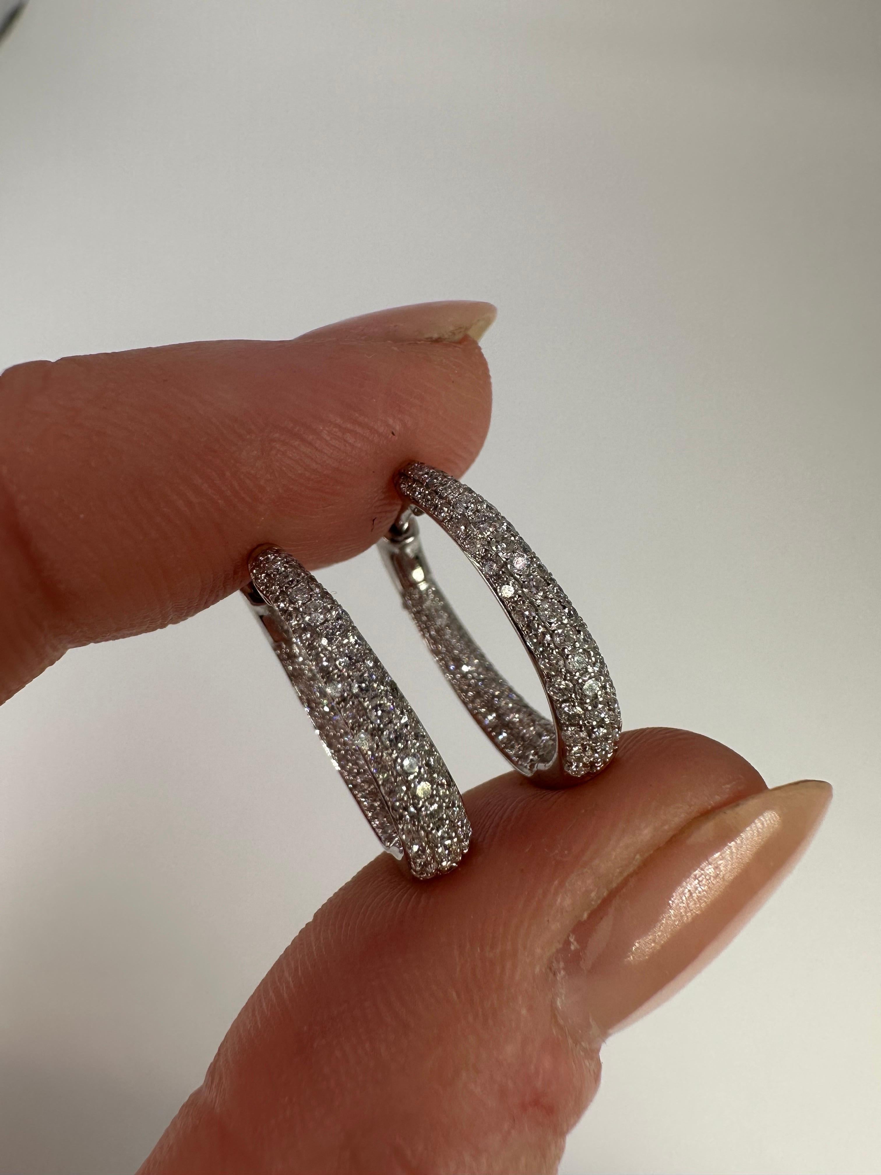 Women's or Men's Diamond Lever Back Earrings Inside Out Diamond Earrings 14 Karat For Sale