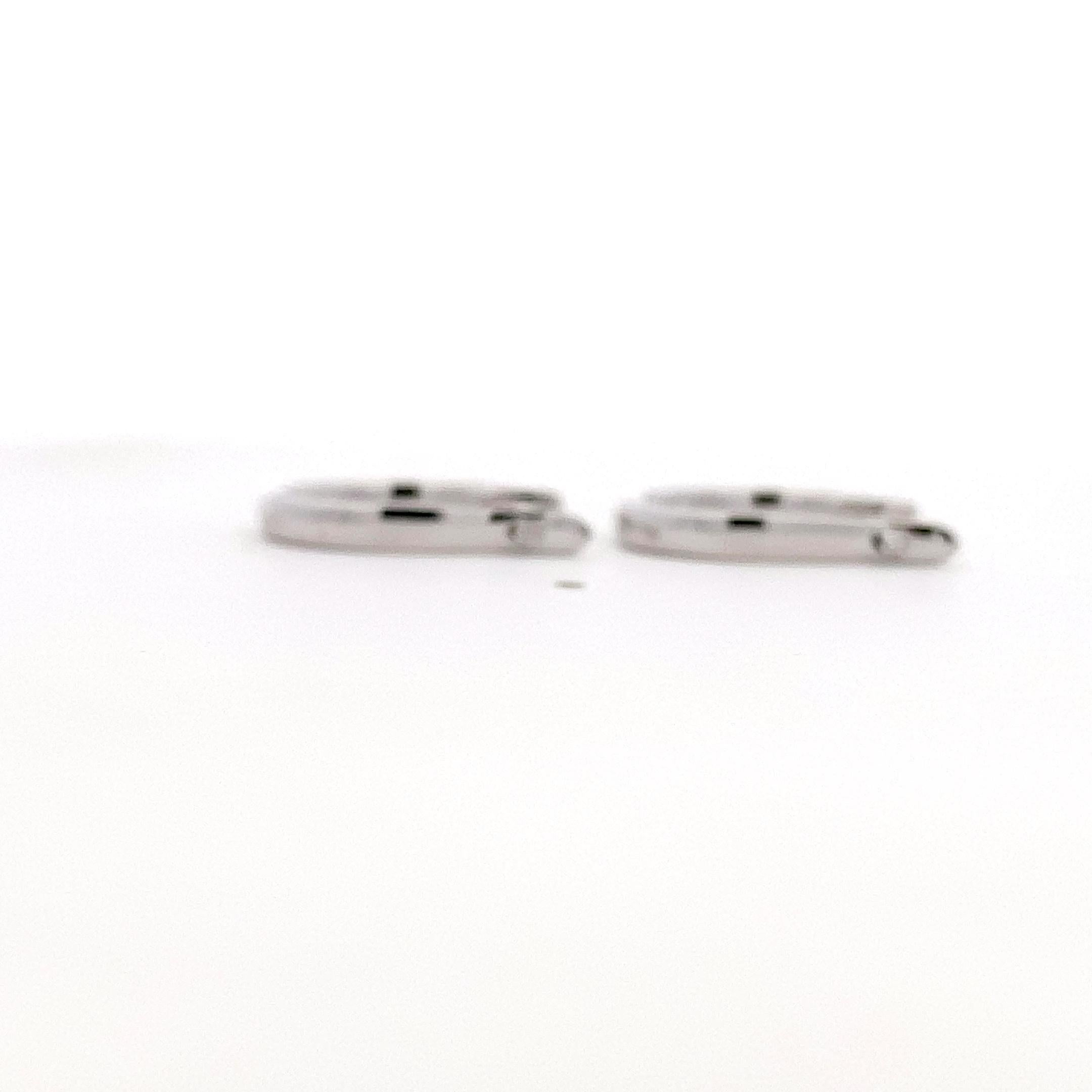 Diamond lever back hoop earrings 18k white gold For Sale 1