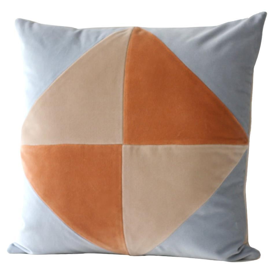 Cuscino Deluxe in velluto diamante azzurro, cammello e beige