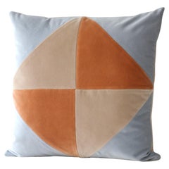 Cuscino Deluxe in velluto diamante azzurro, cammello e beige