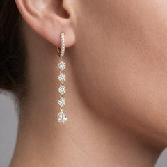 Fancy & Full Cut Diamond Light Radiant 14K Yellow Gold Drop Earrings