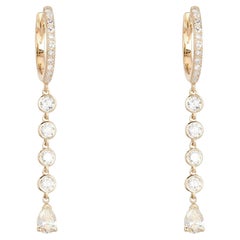 Diamond Light Radiant 14K (or 18k upon request) Yellow Gold Drop Earrings