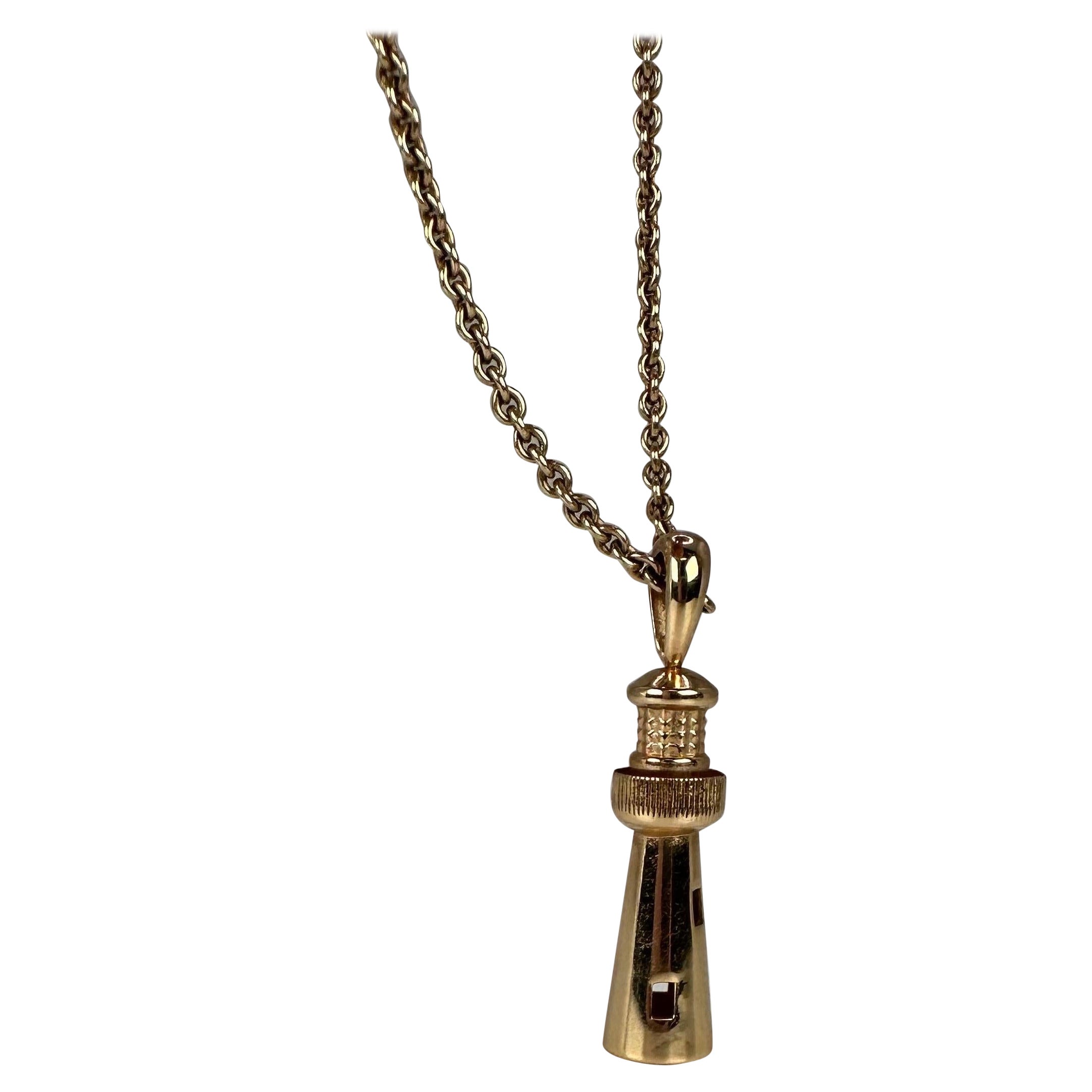 Collar Colgante Faro Diamante Oro Amarillo 14 Kilates