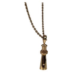 Collar Colgante Faro Diamante Oro Amarillo 14 Kilates