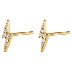 Clous d'oreilles Bolt Lightning en or jaune 14 carats avec diamants