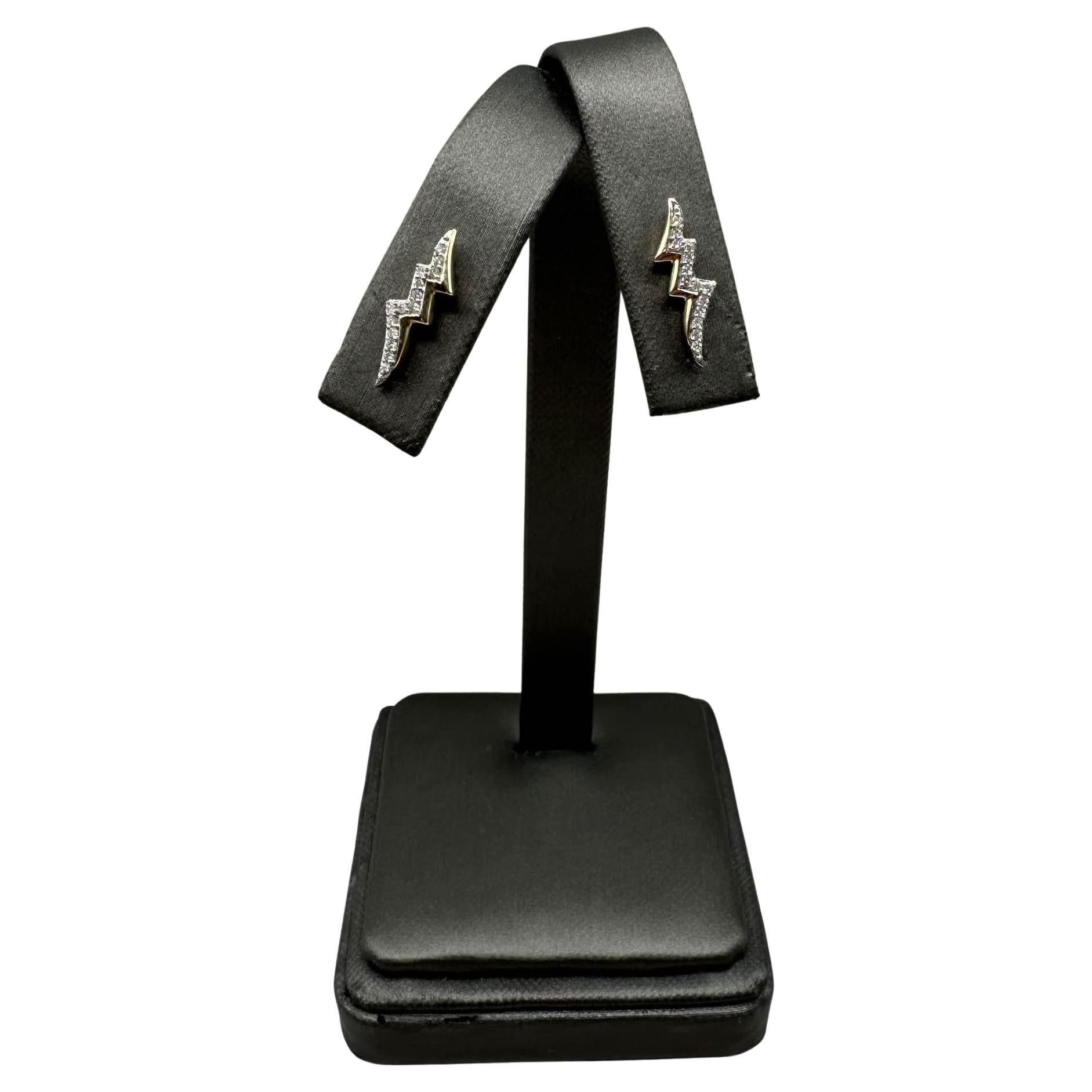 Diamond Lightning Bolt Ear Climbers in 10kt Yellow Gold - 0.10ctw HI I1 Diamonds
