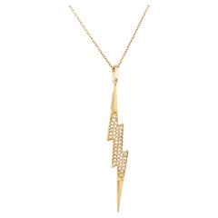 Collier pendentif Lightning Bolt en or jaune 14 carats avec diamants