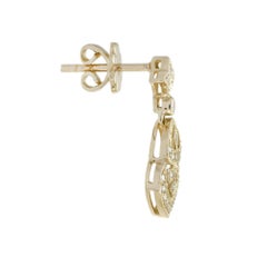 Diamond Lily Drop Earrings in 14K Yellow Gold