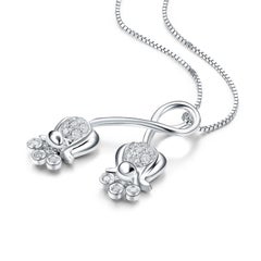Diamond Lily of the Valley Pendant Necklace In 9 Karat White Gold